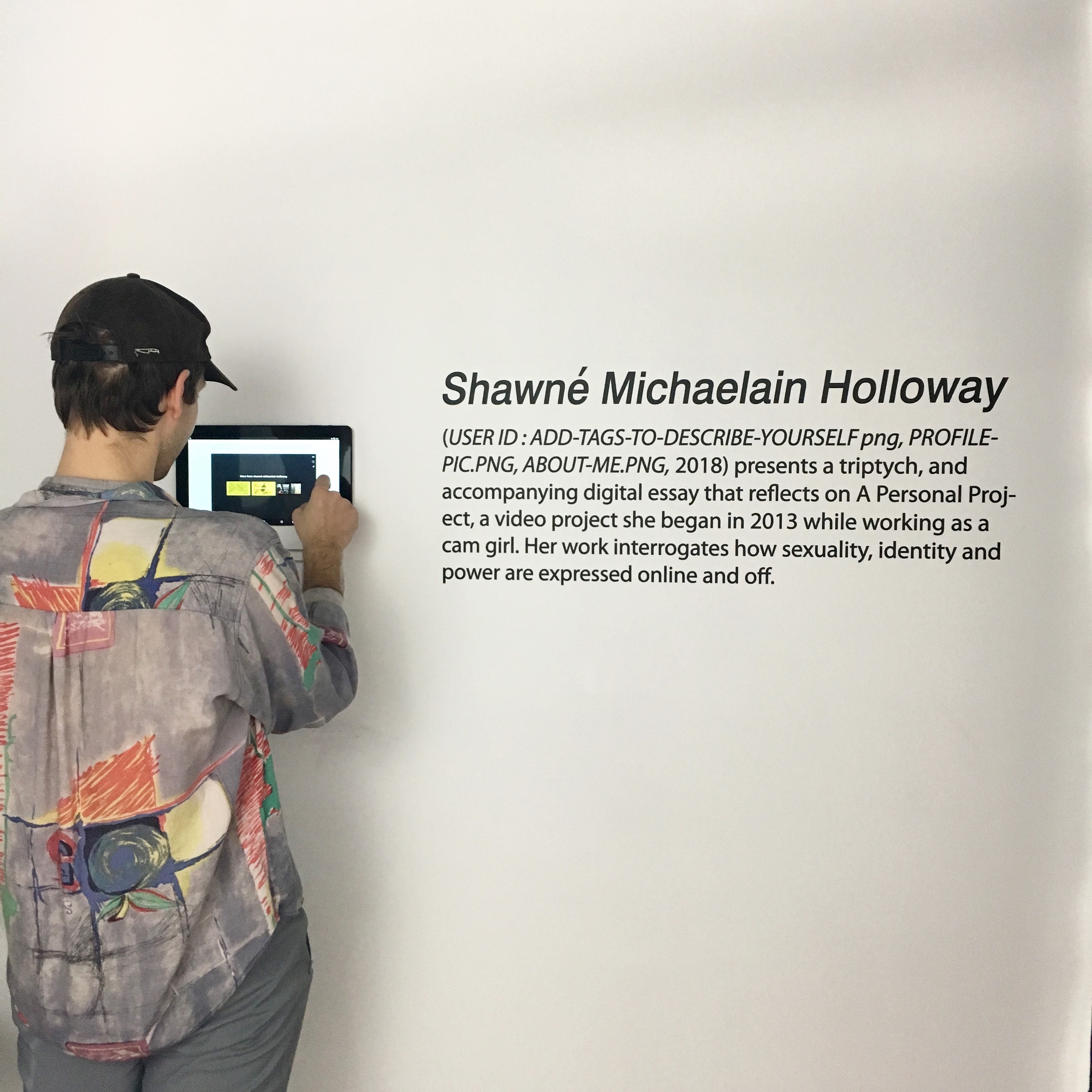 Install view of Shawné Michaelain Holloway's digital essay